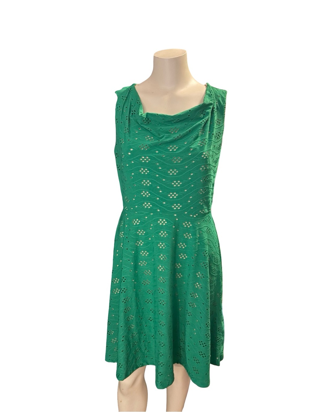 Enfocus Studio Green Eyelet Midi Fit-and-Flare Dress